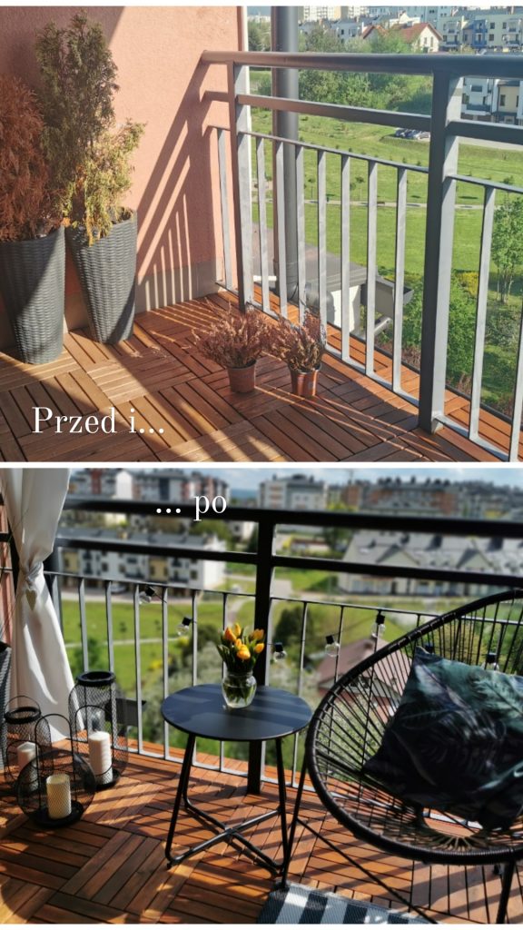 aranżacja balkonu przed i po